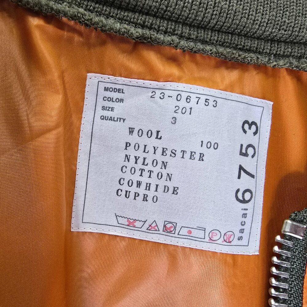 Sacai Wool Melton Mix Jacket 'Navy' SIZE L - Picture 8 of 12